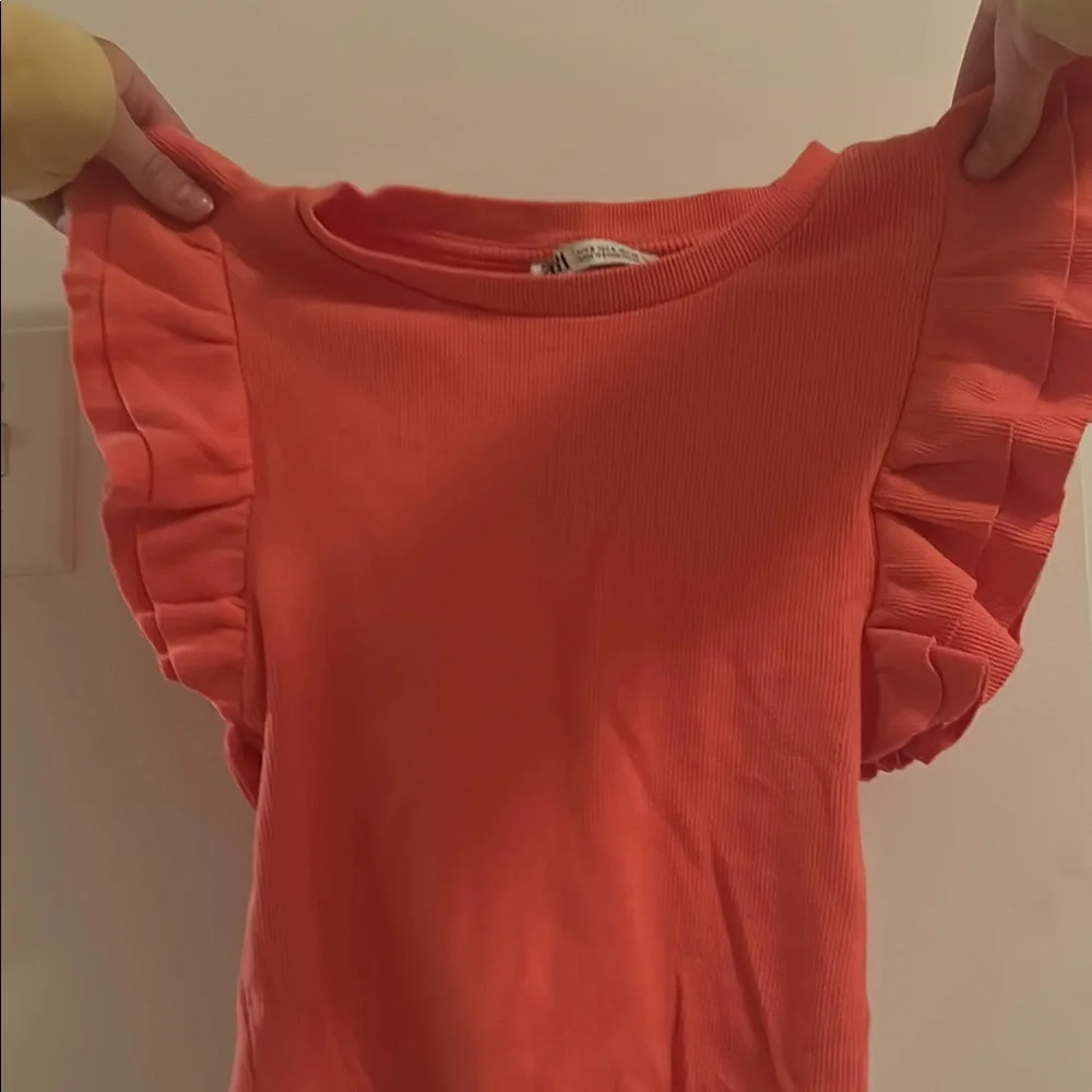 Ruffled Sleeve Coral Top from Zara - Picture 2 of 5